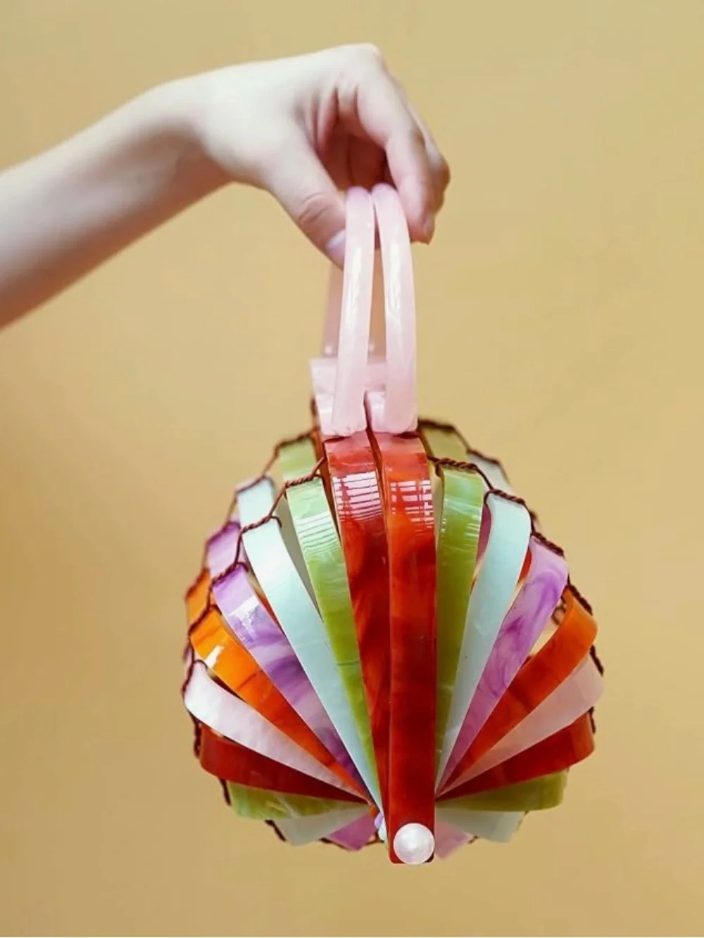 Sorozien Colorful Multi-Arch Acrylic Handbag - Pastel & Orange